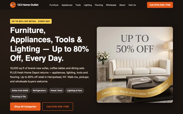 123 Home Outlet website