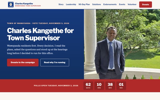 Charles Kangethe for Town Supervisor website