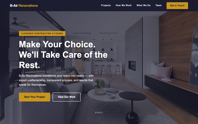 B-Air Renovations website