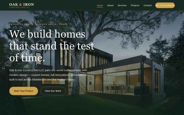 Oak & Iron Construction website