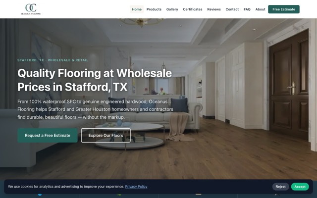 Oceanus Flooring website