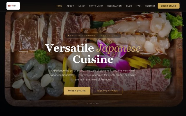 Toro Sushi Stone Grill & Bar website